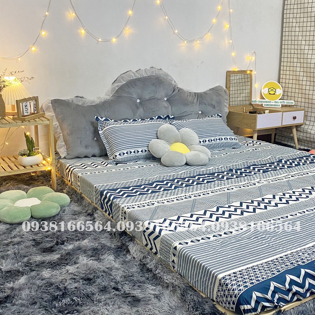 TRỌN BỘ COTTON POLY 5 MÓN CHĂN PHAO DÀY DẶN HÀNG VN THỔ CẨM XANH DƯƠNG - ĐỦ KÍCH THƯỚC