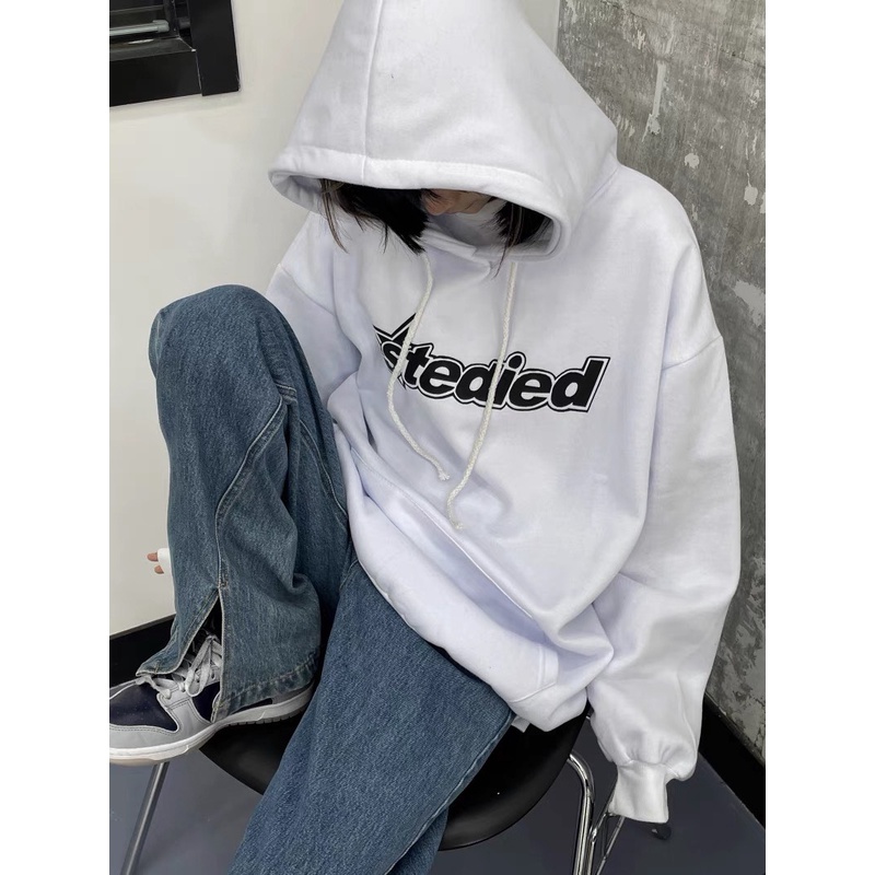 Áo hoodie đôi nam nữ, áo hoodie form rộng unisex màu trắng, màu đen