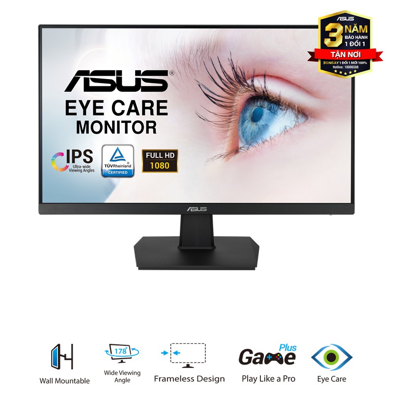 Màn hình ASUS VA24EHE (23.8 inch/FHD/IPS/250cd/m²/HDMI+D-Sub+DVI-D/75Hz) - Hàng Chính Hãng