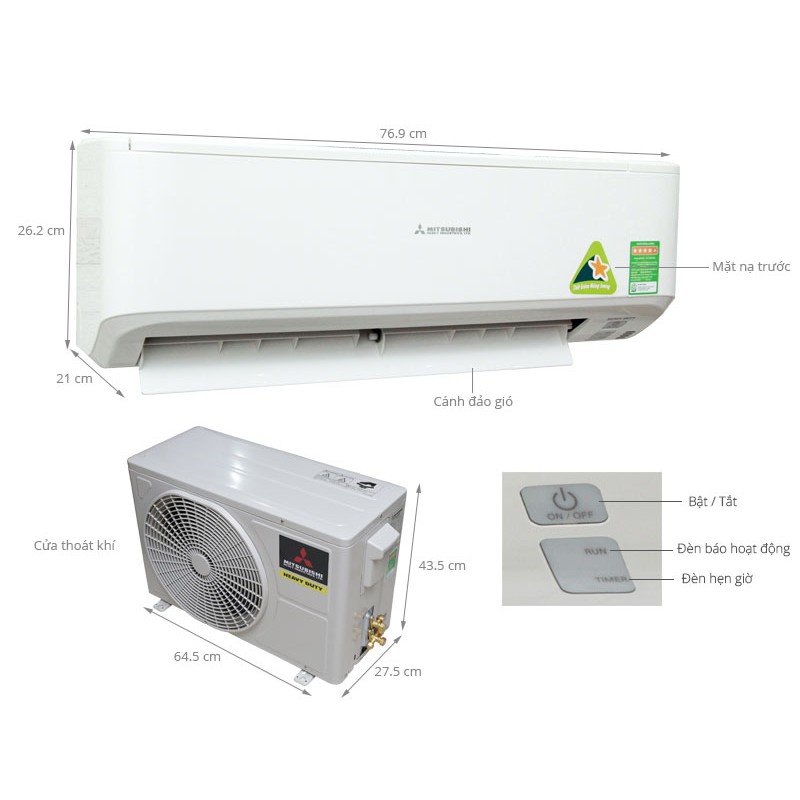 Điều hòa Mitsubishi 9000BTU 1 chiều