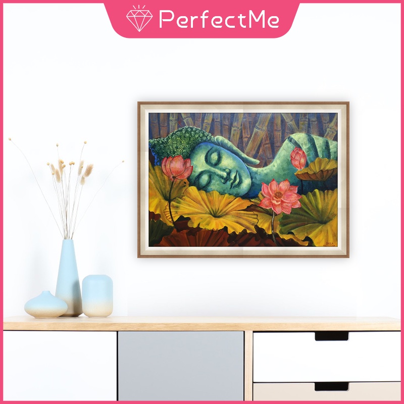 Bộ tranh đính đá 5D tự làm hình Phật hoa sen 30x40cm