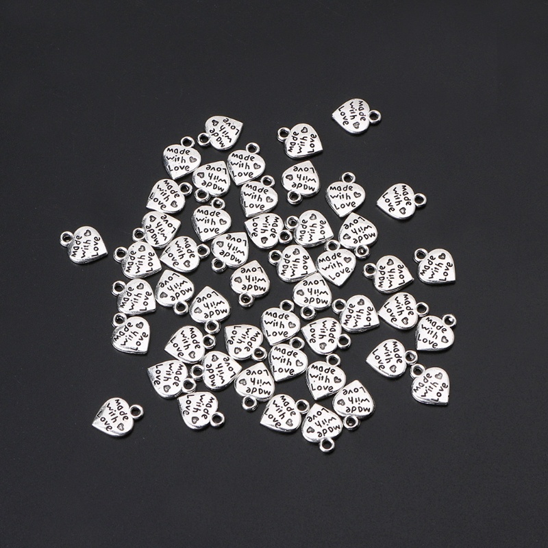 ✿ Bộ 50 Mặt Dây Chuyền Bạc Hình Trái Tim 12x10mm