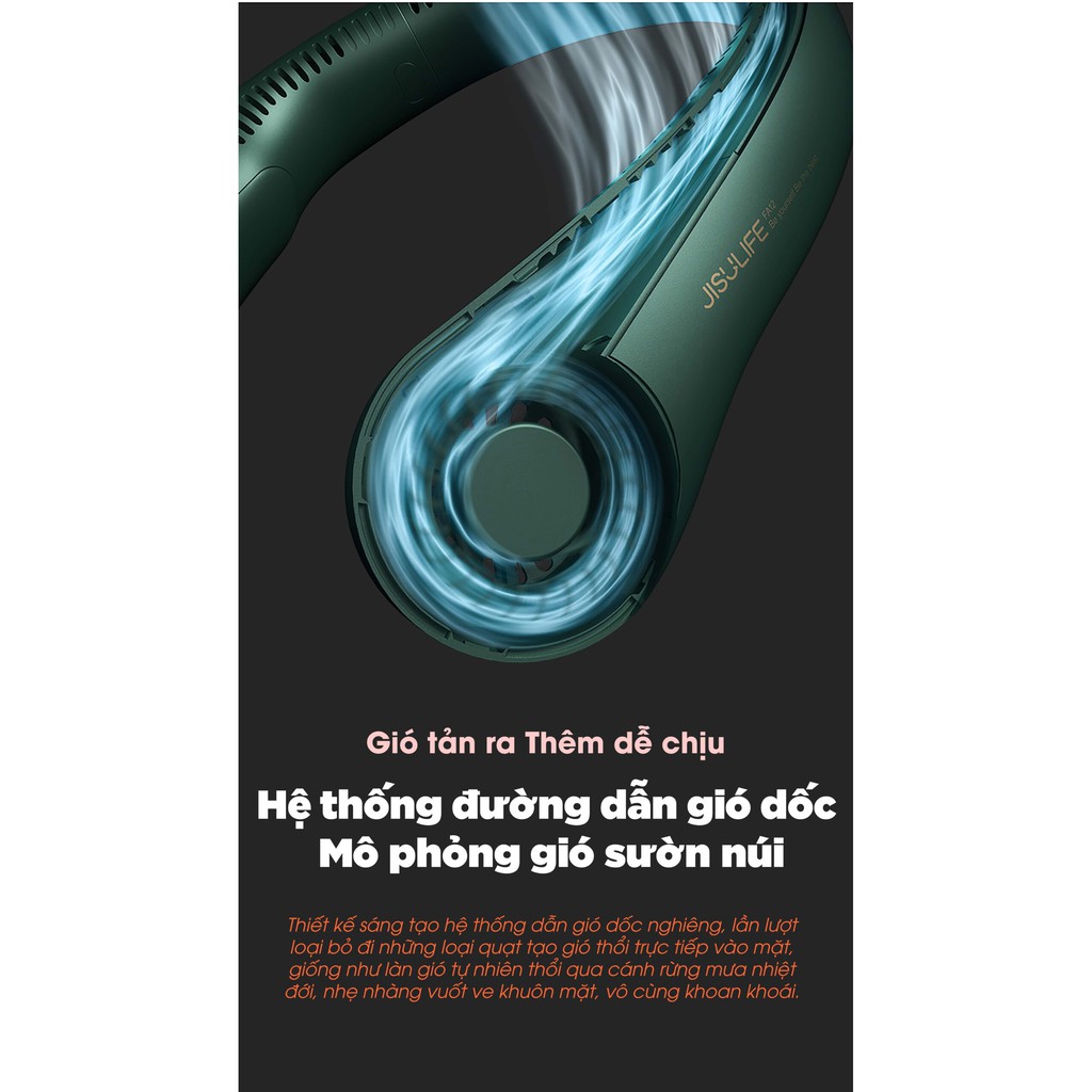 Quạt đeo cổ không cánh chính hãng JisuLife,thiết kế trẻ trung, hiện đại, biên độ thổi 360 độ, bảo hành chính hãng | BigBuy360 - bigbuy360.vn