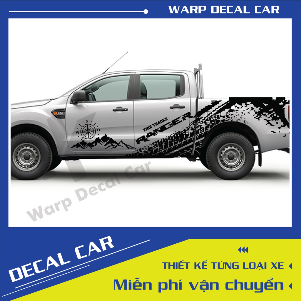 Tem xe ford ranger dán 2 bên sườn  - Decal ford ranger