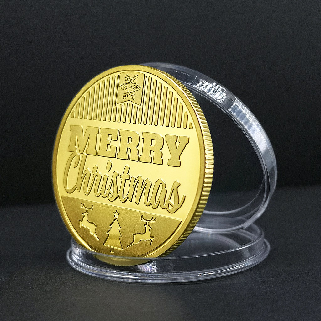 Đồng tiền vàng bạc hình chữ Giáng Sinh/ năm mới dùng làm quà tặng cho bé