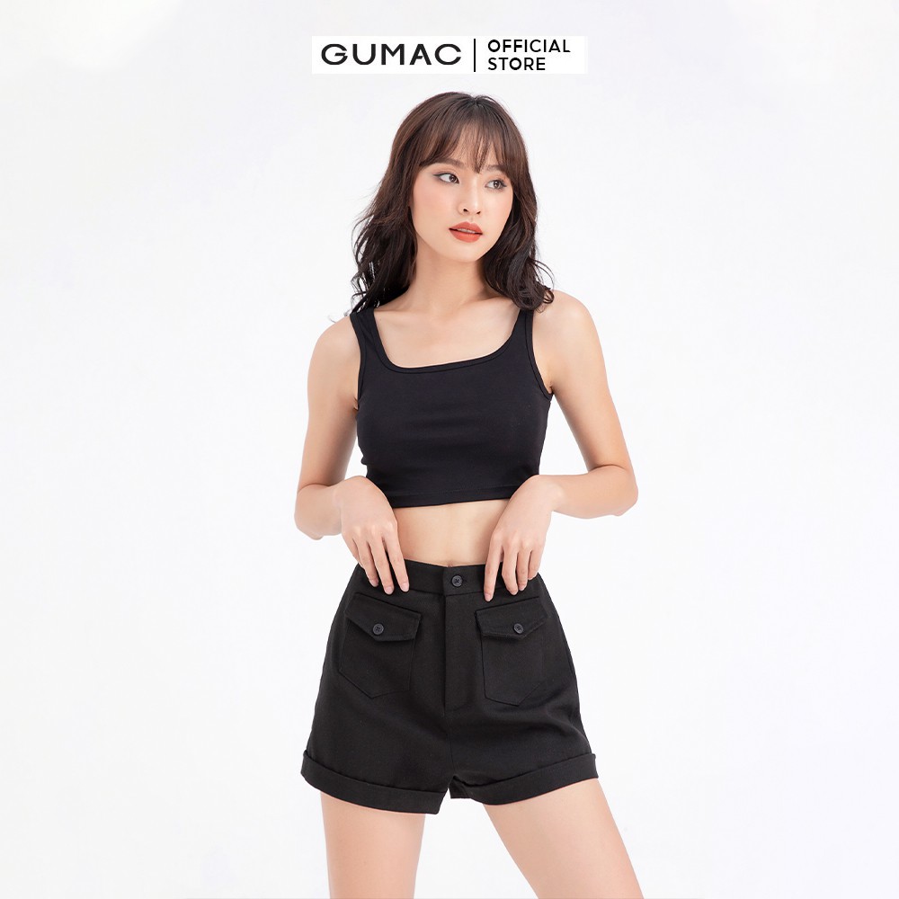 Quần short nữ 2 túi GUMAC màu đen năng động QB613 | BigBuy360 - bigbuy360.vn