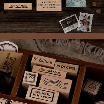 [Stamp] Con dấu gỗ in hình chữ phong cách vintage cổ điễn trang trí bullet journal