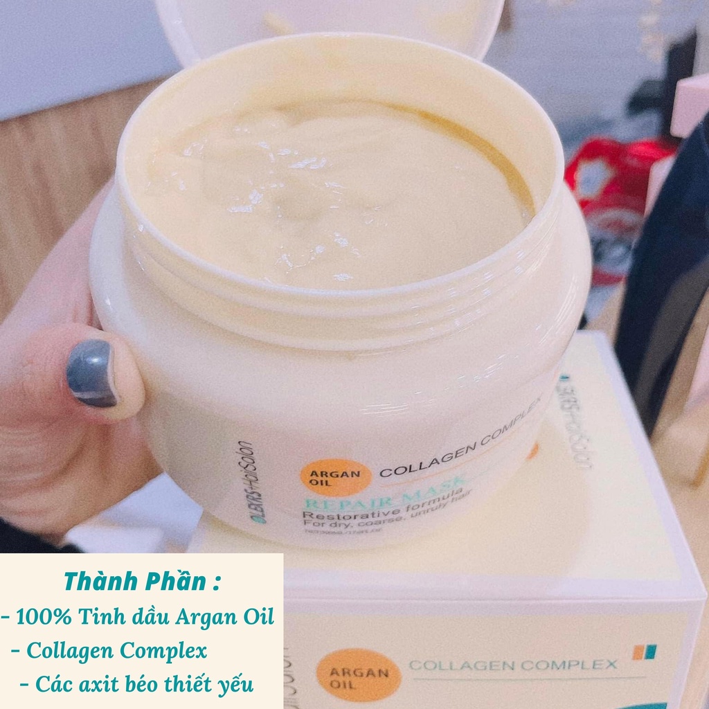 Ủ Tóc Minhchaustore Kem Ủ Tóc Olexrs Hairsalon Argan Oil Collagen Complex 500ML  Phục Hồi Tóc Hư Tổn