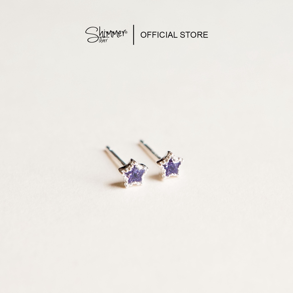 Bông Tai, Hoa Tai Nữ Bạc 925 Cao Cấp SHIMMER SILVER MINI COLORFUL STARS Thiết Kế Ngôi Sao Đính Đá Lấp Lánh