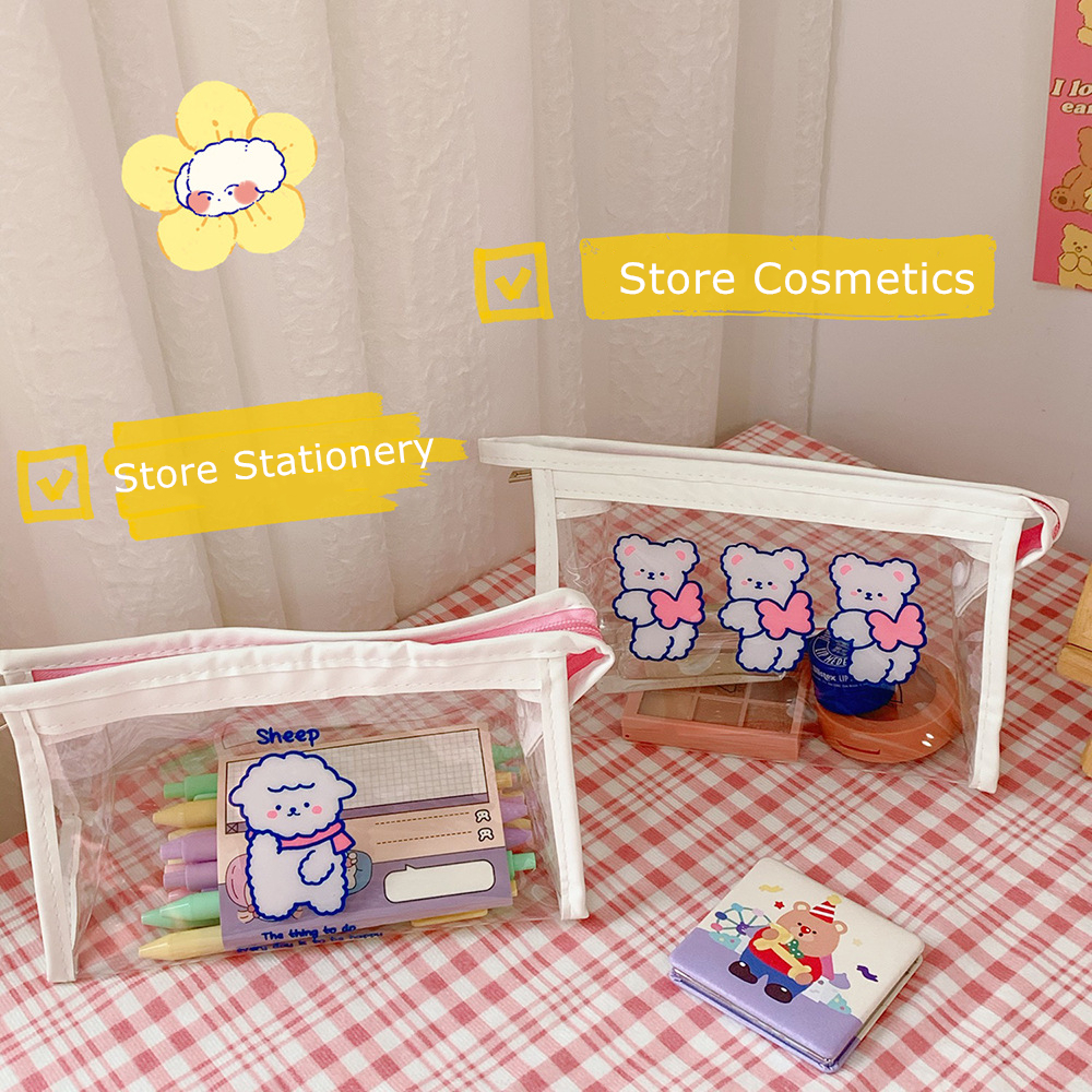 Cartoon Transparent Waterproof Storage Bag Girl Portable Travel Wash Bag