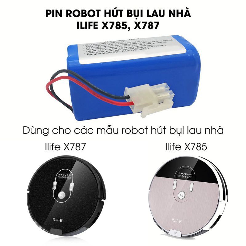 Pin robot lau nhà chính hãng ILife V5, V5S, V7S Pro,  X600, X620, X623, X800, X900, A9S, A8, A6