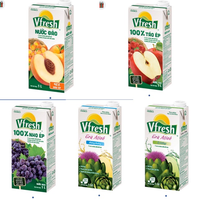 NƯỚC VFRESH VINAMILK TRÁI CÂY CÁC LOẠI HỘP 1L