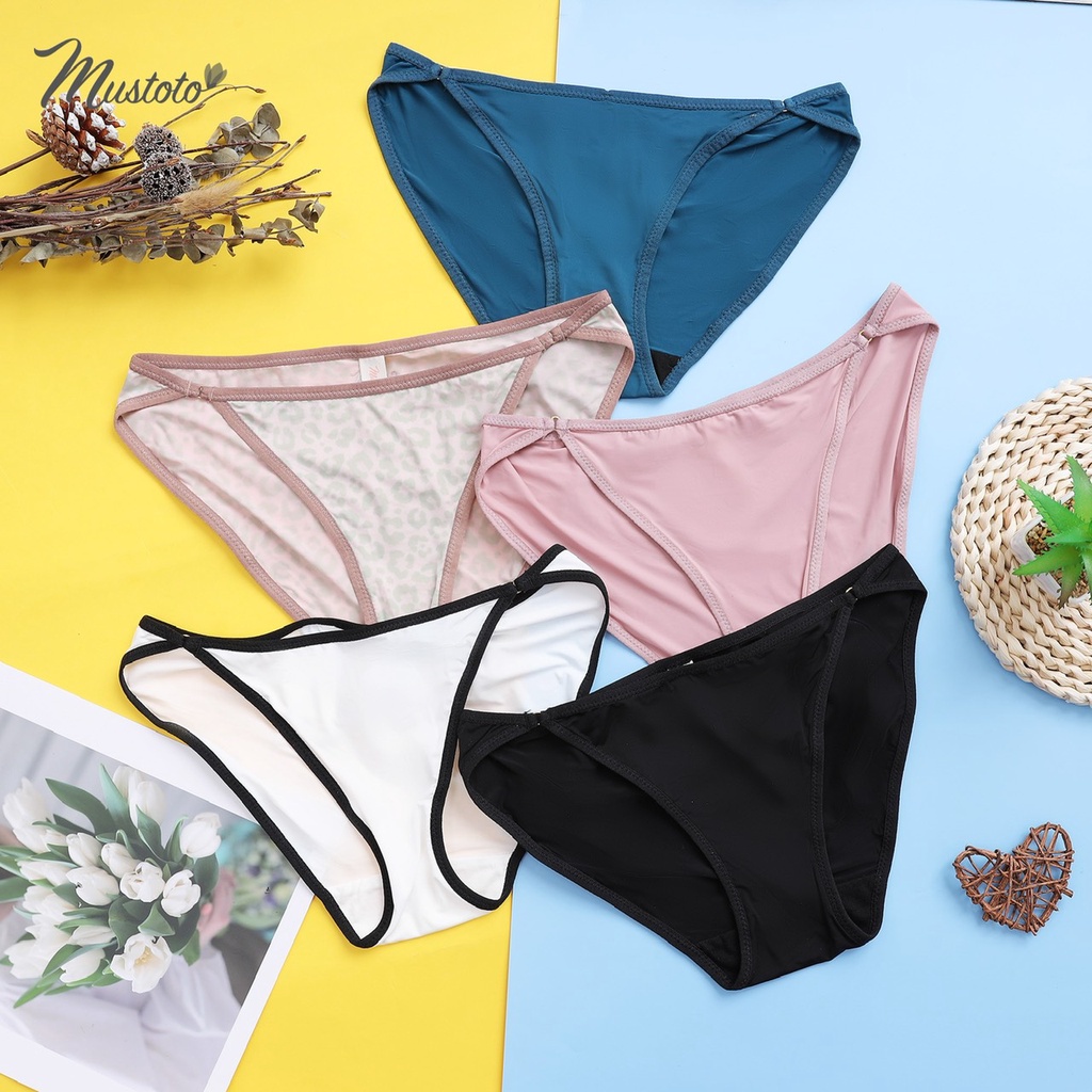 Combo 5 Quần Lót Nữ Trơn Lưng Thấp Thoải Mái Thoáng Mát B (Mustoto MQ01) (Da Beo. Đen, Trắng, Hồng Đất, Xanh Mallard)