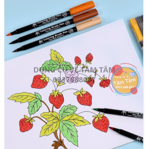 [ TÂM TÂM ]-Bút cọ màu nước sakura, KOI COLORING BRUSH, bút marker (tổng 49 màu-1/3)-