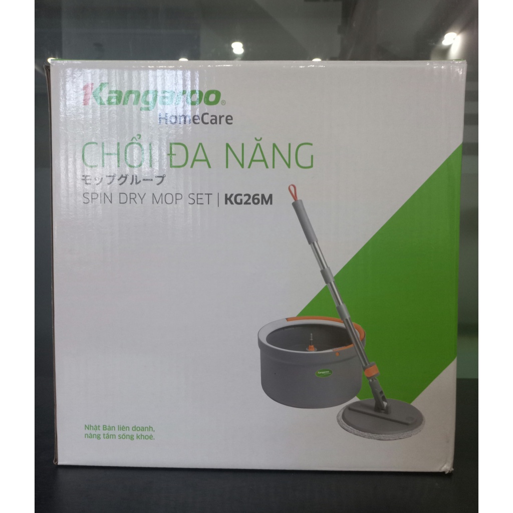 Cây lau nhà Kangaroo KG26M, chổi lau nhà tách nước sạch bẩn thông minh, tự vắt, xoay 360, bh 1 đổi 1