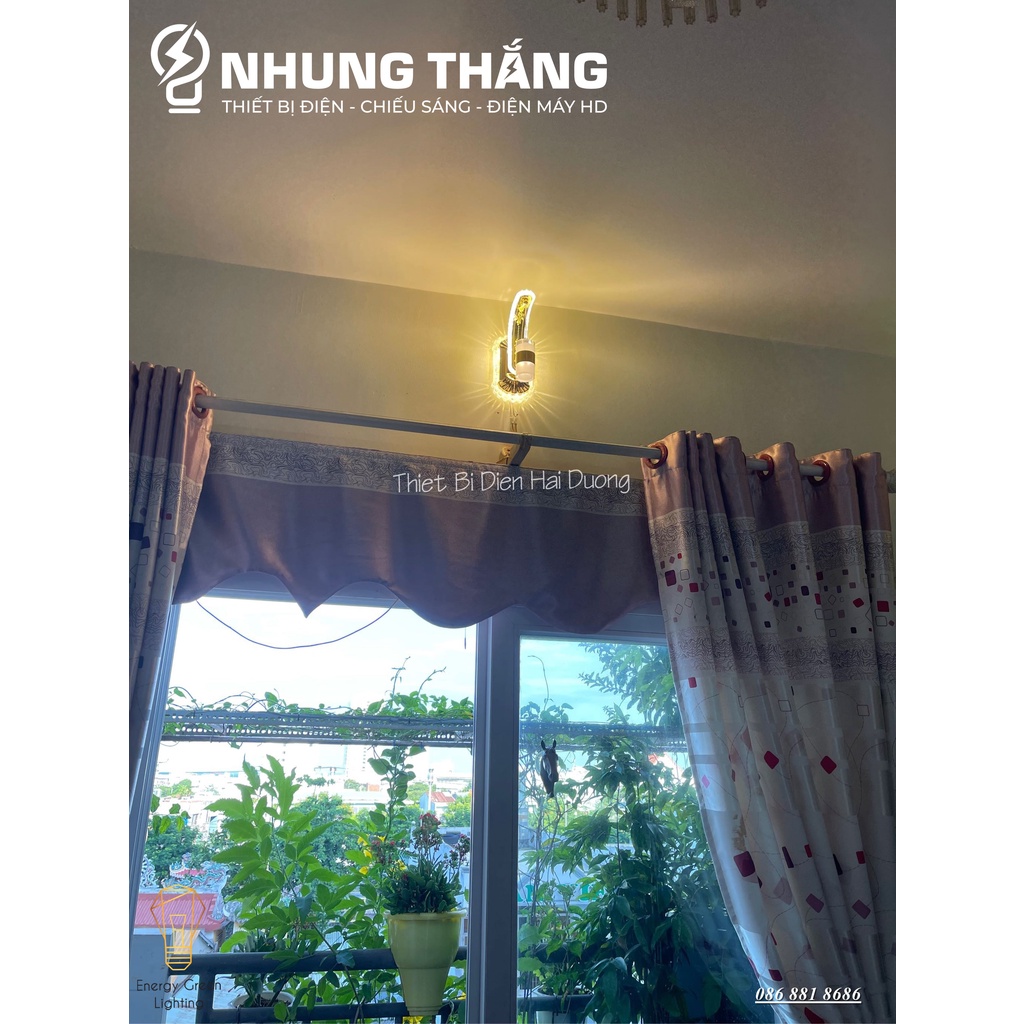 [9 Mẫu] Đèn Led Treo Tường Hiện Đại Thả Thuỷ Tinh 24w Phong Cách Bắc Âu Vintage Cành Lá Thiên Nhiên - Ánh Sáng Vàng DT
