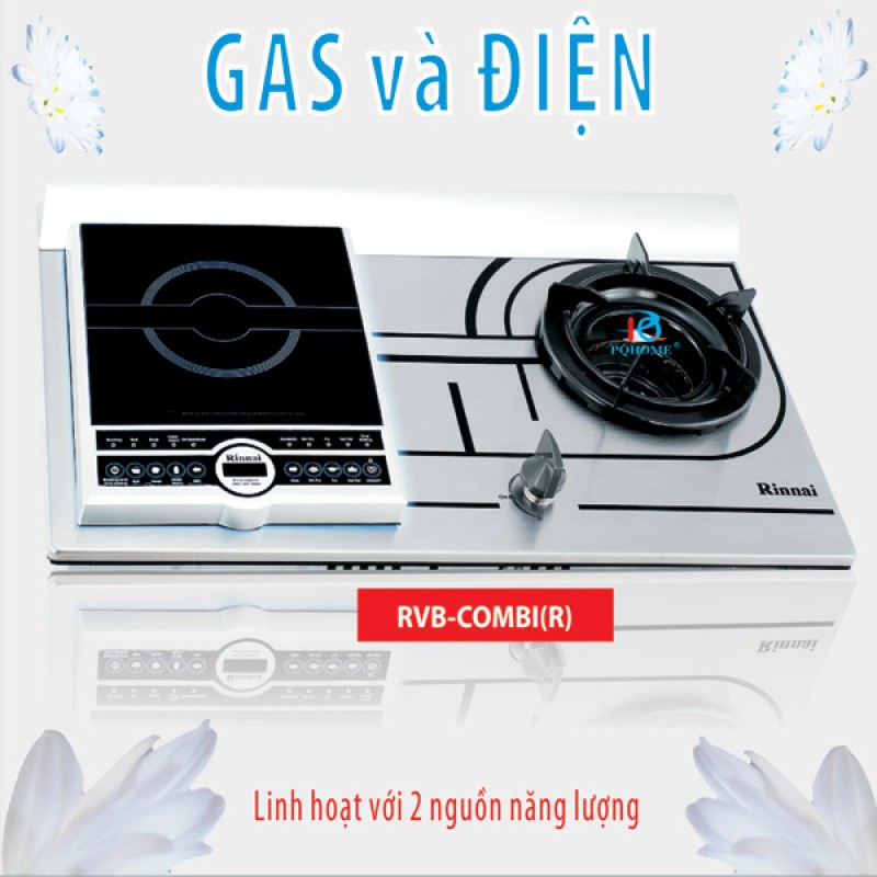 [Mã ELMS3TR giảm 7% đơn 2TR] Bếp gas âm bếp điện từ Rinnai RVB-COMBI(R) 2 trong 1