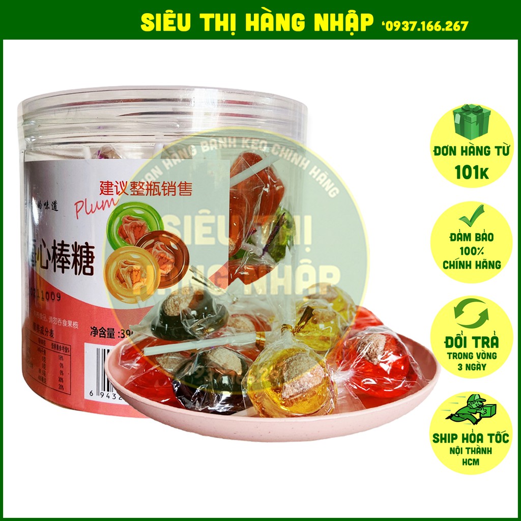 Kẹo mút cho bé xí muội ô mai mạch nha 390g (30 cái), Kẹo mút xí muội omai, Kẹo ngậm ho siêu ngon