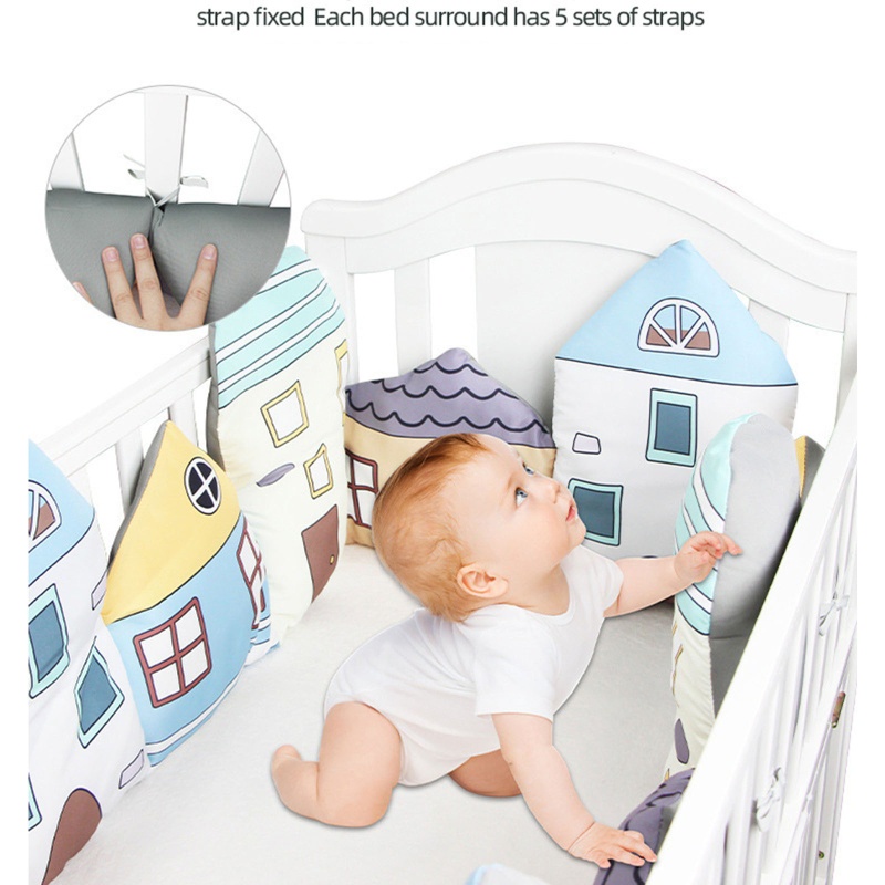 Đệm Chắn Cũi Em Bé In Họa Tiết Hoạt Hình Trang Trí Phòng