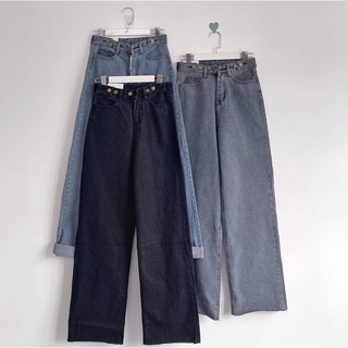 Quần jeans nút gài ống rộng có đủ 3 màu _Sẵn