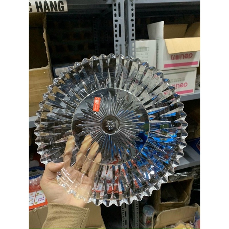 ĐĨA THUỶ TINH ĐỰNG HOA QUẢ SIZE 28CM SANG TRỌNG