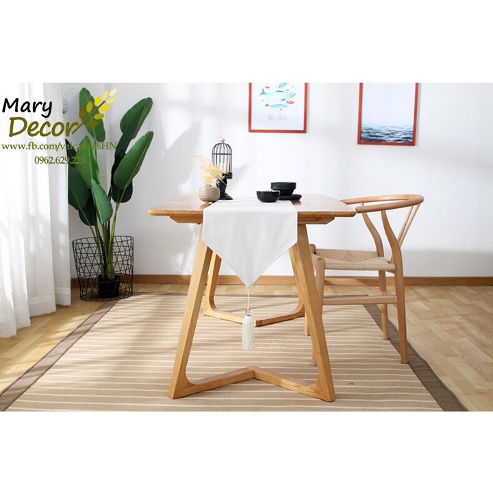 [Mã LIFEXANH24 giảm 10% đơn 99K] Khăn runner, khăn trải giữa bàn linen màu trắng KR-X03