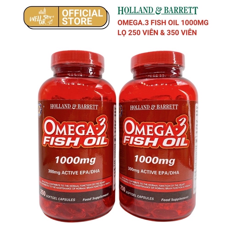 UK- Viên uống dầu cá Omega3 Fish oil 1000mg ổn định tim mạch, tăng cường thị lực