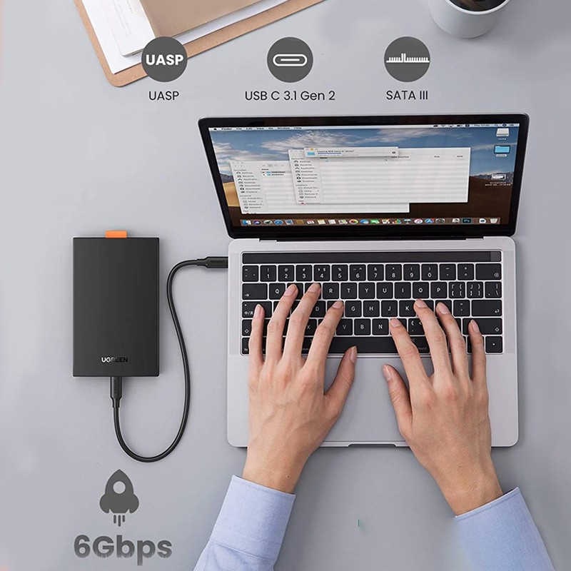 Box đựng ổ cứng 2.5 USB Type-C 3.1 Gen 2 Ugreen 80556 hỗ trợ SSD/HDD lên đến 10TB