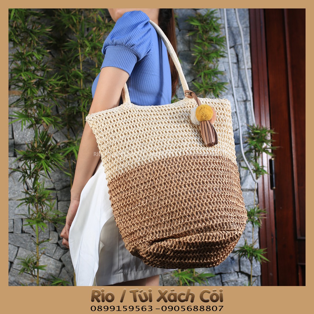 Túi cói vuông 2 màu