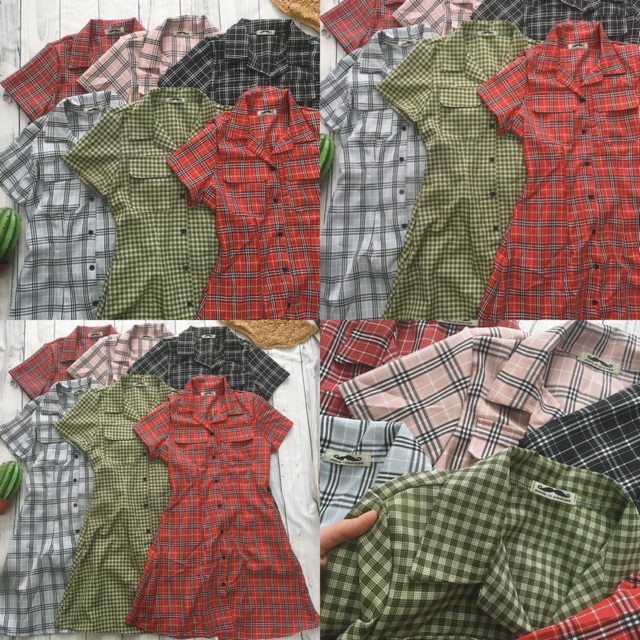 ĐẦM XINH CARO BO THUN Ở SAU LƯNG CỔ SƠMI - ĐẦM SAY DRESS ( kèm ảnh trải sàn ) | BigBuy360 - bigbuy360.vn