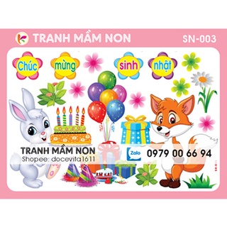 Decal mầm non-góc sinh nhật cáo,thỏ Khổ to 127x80