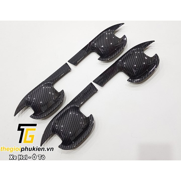 Bộ ốp tay nắm cửa không từ, ốp hõm cửa xe vân Carbon Ford Everest 2016-2021