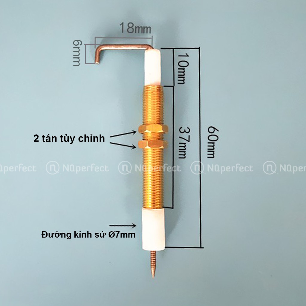 Dây sứ/Kim sứ đa năng đánh lửa bếp gas âm, bếp gas hồng ngoại 60mm Ø7mm (tùy chỉnh)