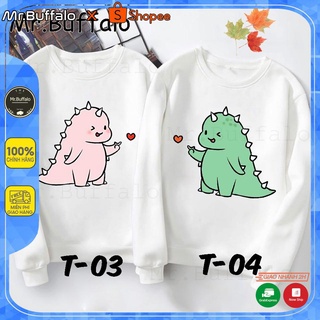 Áo cặp, đôi sweater thu đông hình khủng long siêu cute đủ size Mr.Buffalo