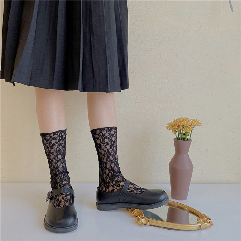 Tất Lưới Dài Phối Ren Phong Cách Lolita Cổ Điển Cho Nữ