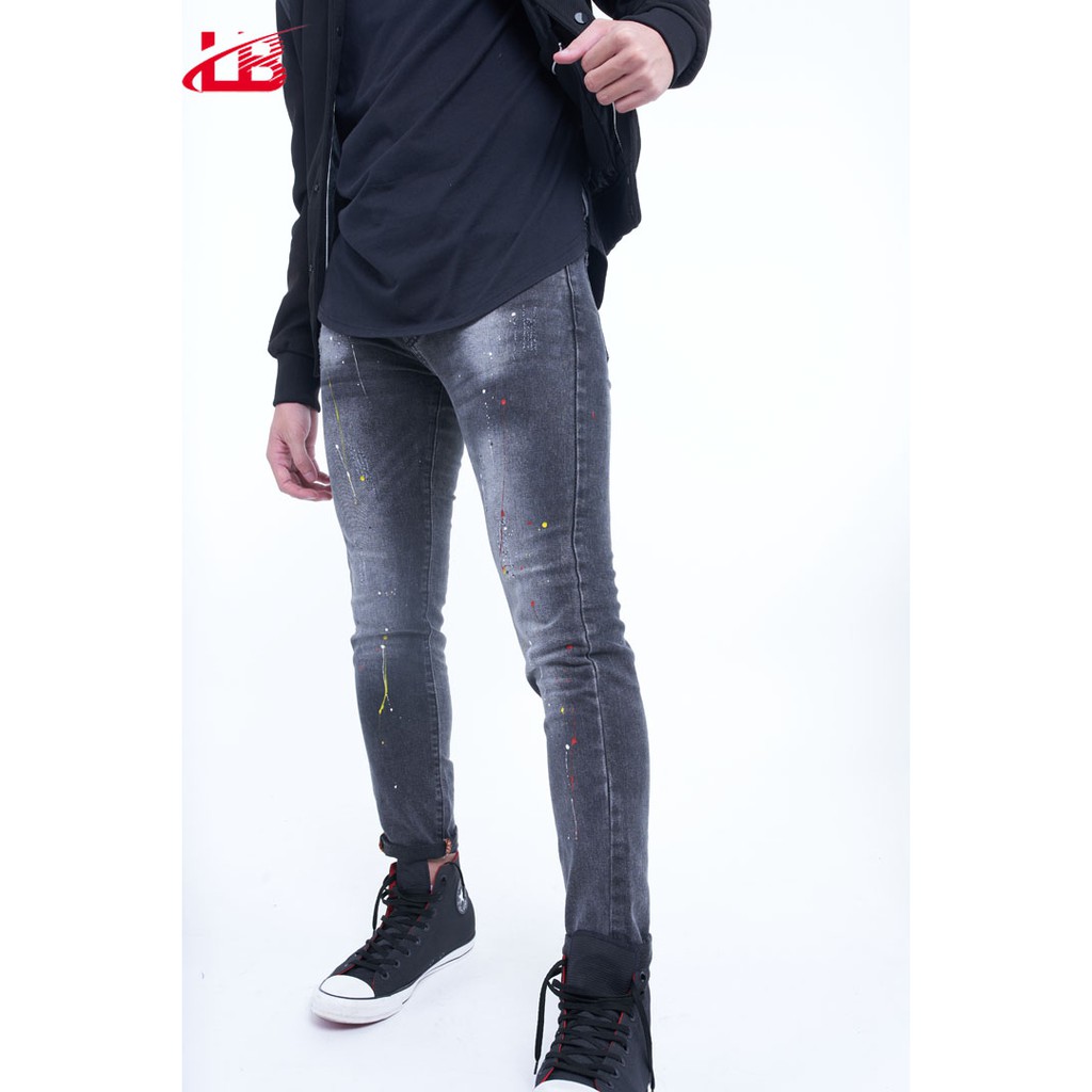 Quần jean nam LB, vải jean denim co giãn, màu xám trơn thời trang vải sơn, phom slim fit DNBB6523 | BigBuy360 - bigbuy360.vn