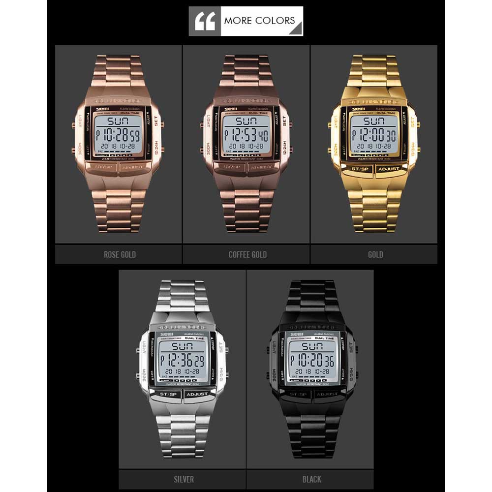 Đồng Hồ Điện Tử SKMEI 1381 Chống Thấm Nước 3 Pha LED, Chất Liệu Thép Không Gỉ