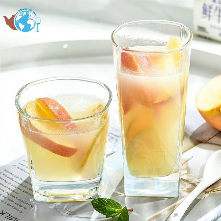 Ly thủy tinh / Bộ 6 ly thủy tinh vuông cao trắng cao cấp
