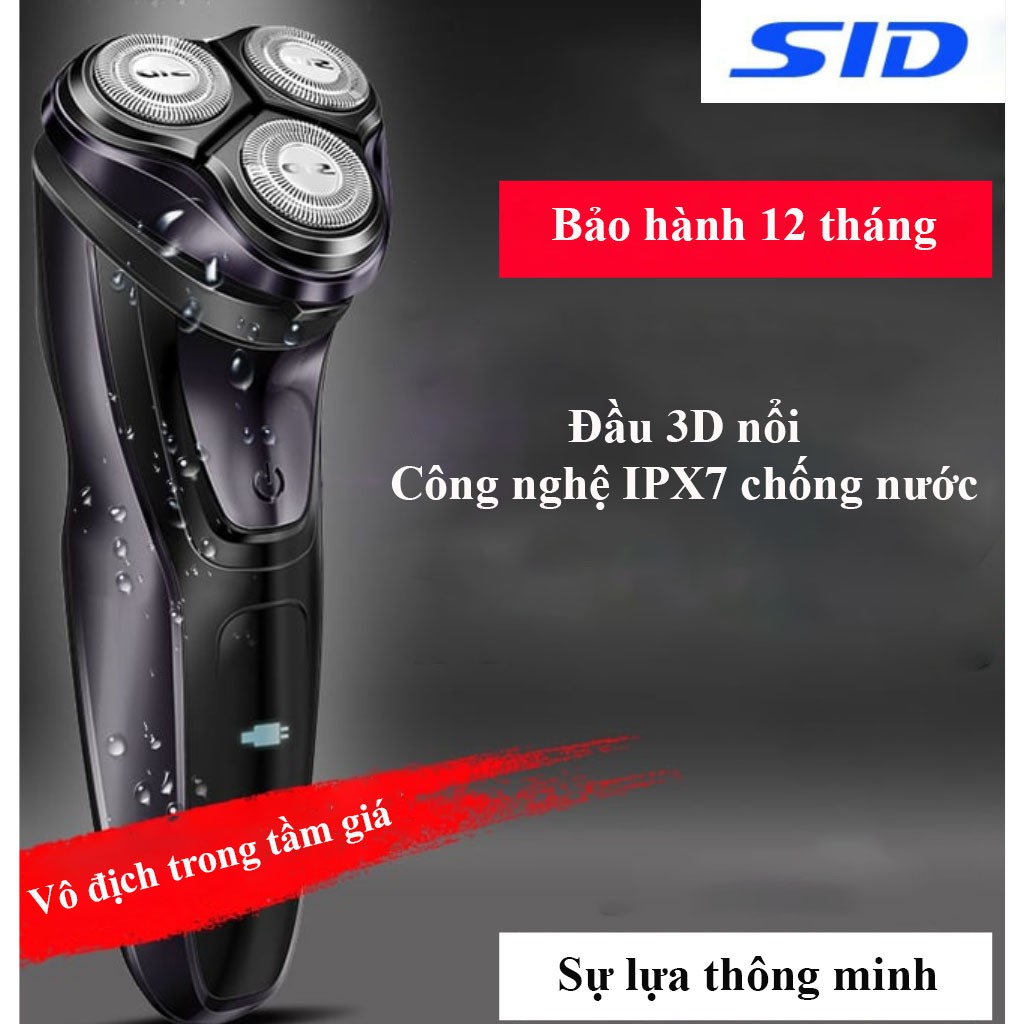 Máy cạo râu SID RS337 máy cạo râu điện thông minh có thể cạo khô và ướt cạo sạch lướt nhẹ và chống nước