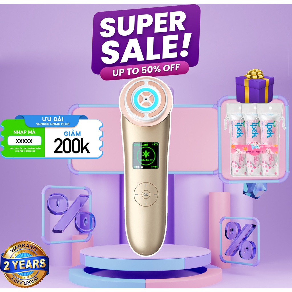 Máy Nâng Cơ, Đẩy Dưỡng Chất Trẻ Hoá Da Thông Minh, Nanotime F81E HTBeauty Công Nghệ Nhật Bản kết nối app thông minh