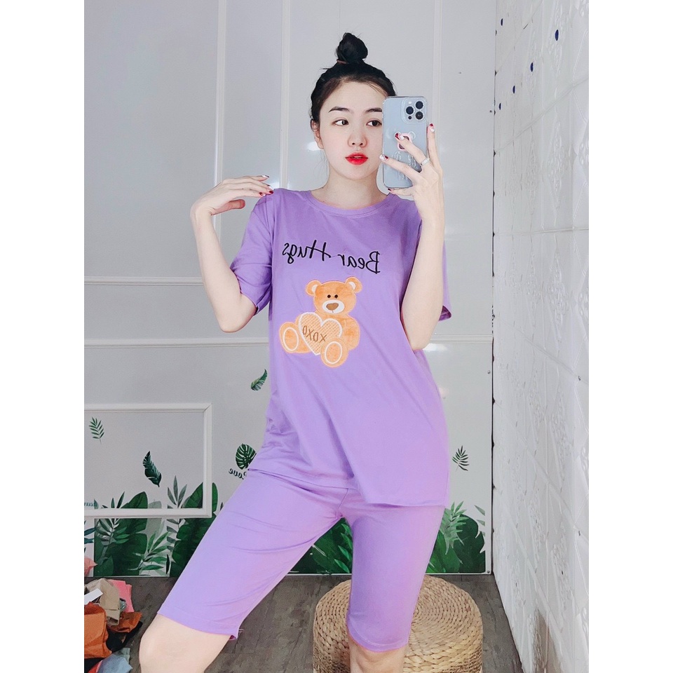 Set bộ đồ thun lửng mặc nhà bộ đồ nữ form rộng dễ thương