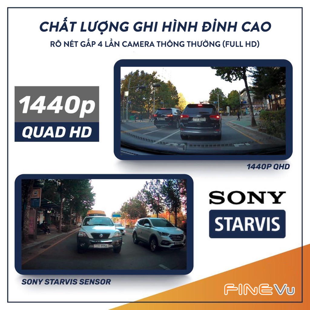 Camera hành trình ô tô FINEVU GX33 Hàn Quốc ghi hình khi xe tắt máy 930 giờ