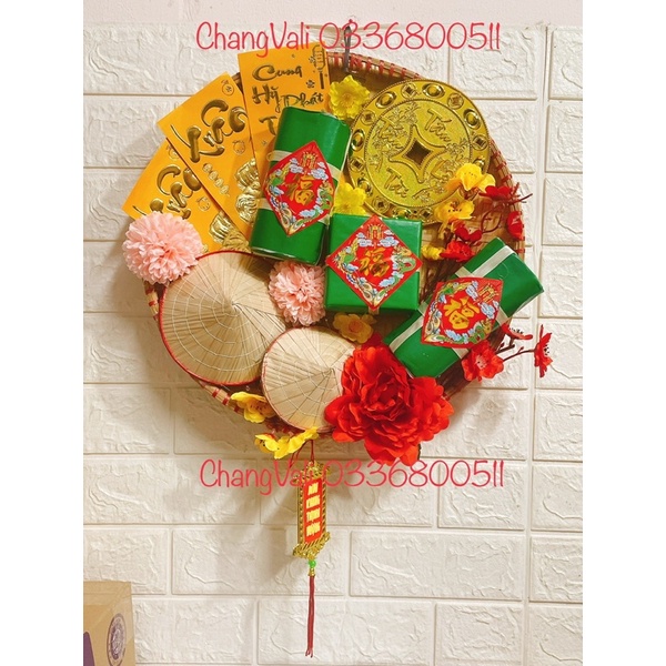 Mẹt Bánh Chưng bánh tét- 2 nón trang trí Tết đường kính 40cm