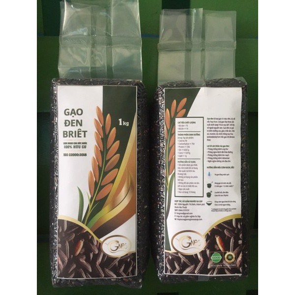 Gạo lứt đen hữu cơ Briet hút chân không 1kg, ăn kiêng giảm cân, eatclean/keto. KIỂM ĐỊNH CHẤT LƯỢNG 