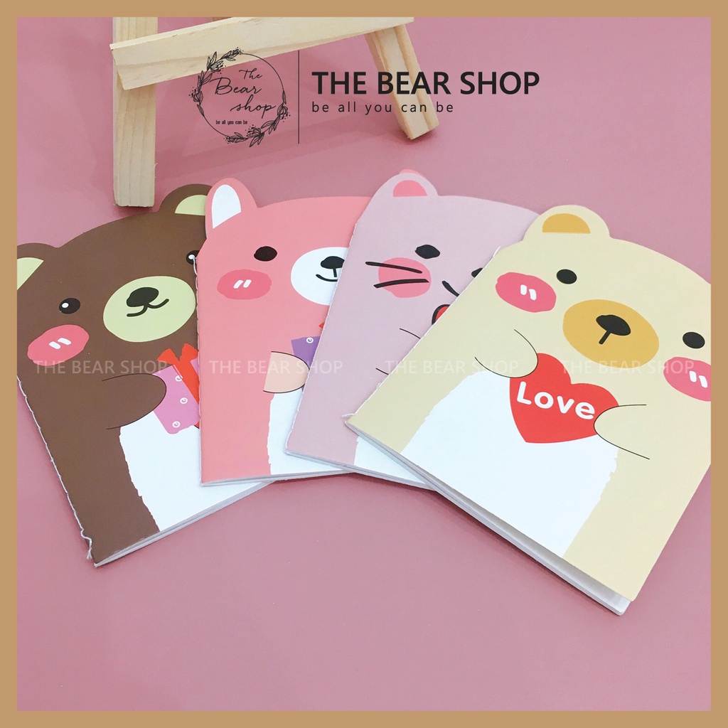 Sổ Tay Ghi Chép- Handmade- Cute Hình Gấu Khổ A6 Có Dòng Kẻ Được Chọn Mẫu - The Bear Shop