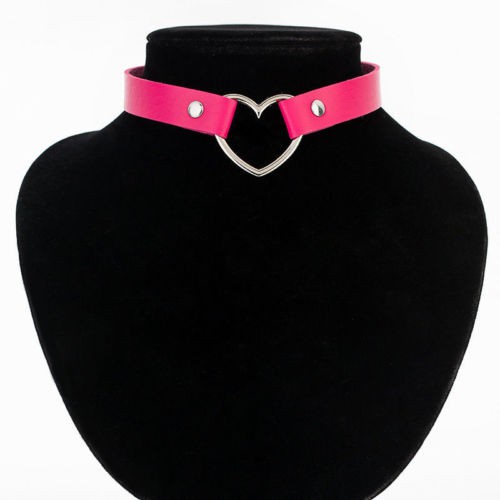 Vòng cổ choker da PU mặt trái tim phong cách gothic cho nữ