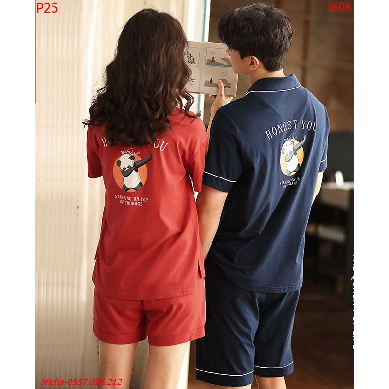 Pyjama đỏ hình gấu trúc (có hình in sau lưng) - Micha P25
