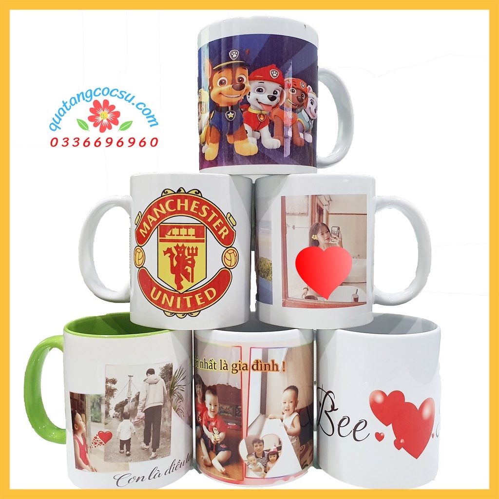 Cốc Sứ In Hình Theo Yêu Cầu, In Hình Lên Cốc Sứ Bát Tràng Tặng Thìa Free