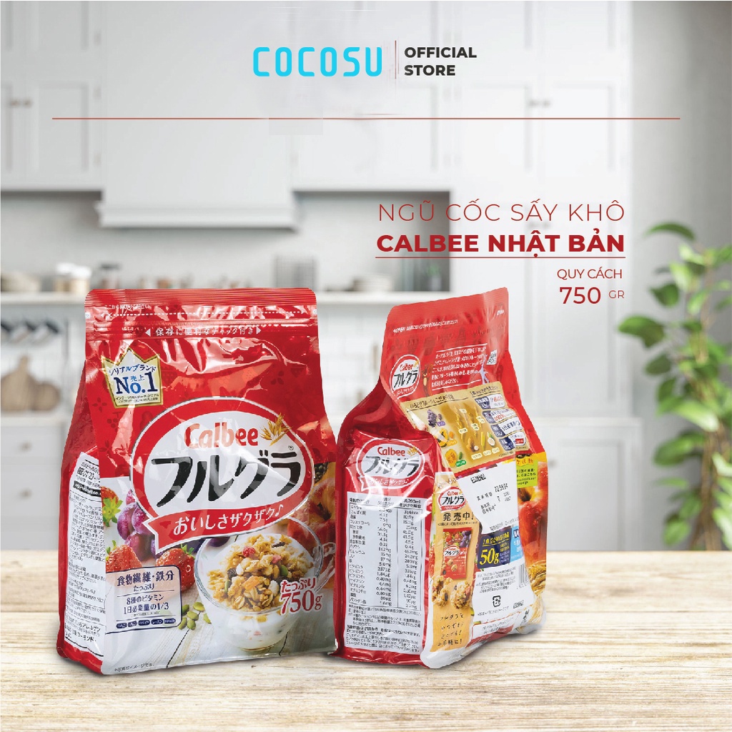 Ngũ cốc calbee ăn sáng dinh dưỡng lợi sữa tốt cho bà bầu tăng cân cho người gầy hàng nội địa nhật bản 750g