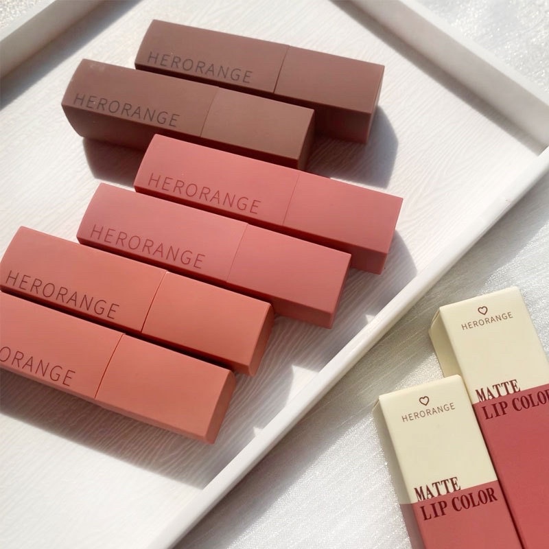 Son kem lì Herorange matte lip color đỏ nâu